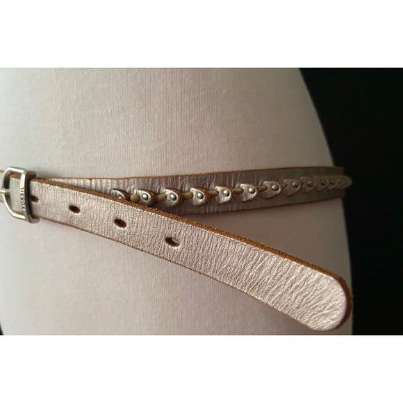 FOSSIL Metallic Studded Belt w/Laser-Cut Accent sz L - Picture 3 of 13